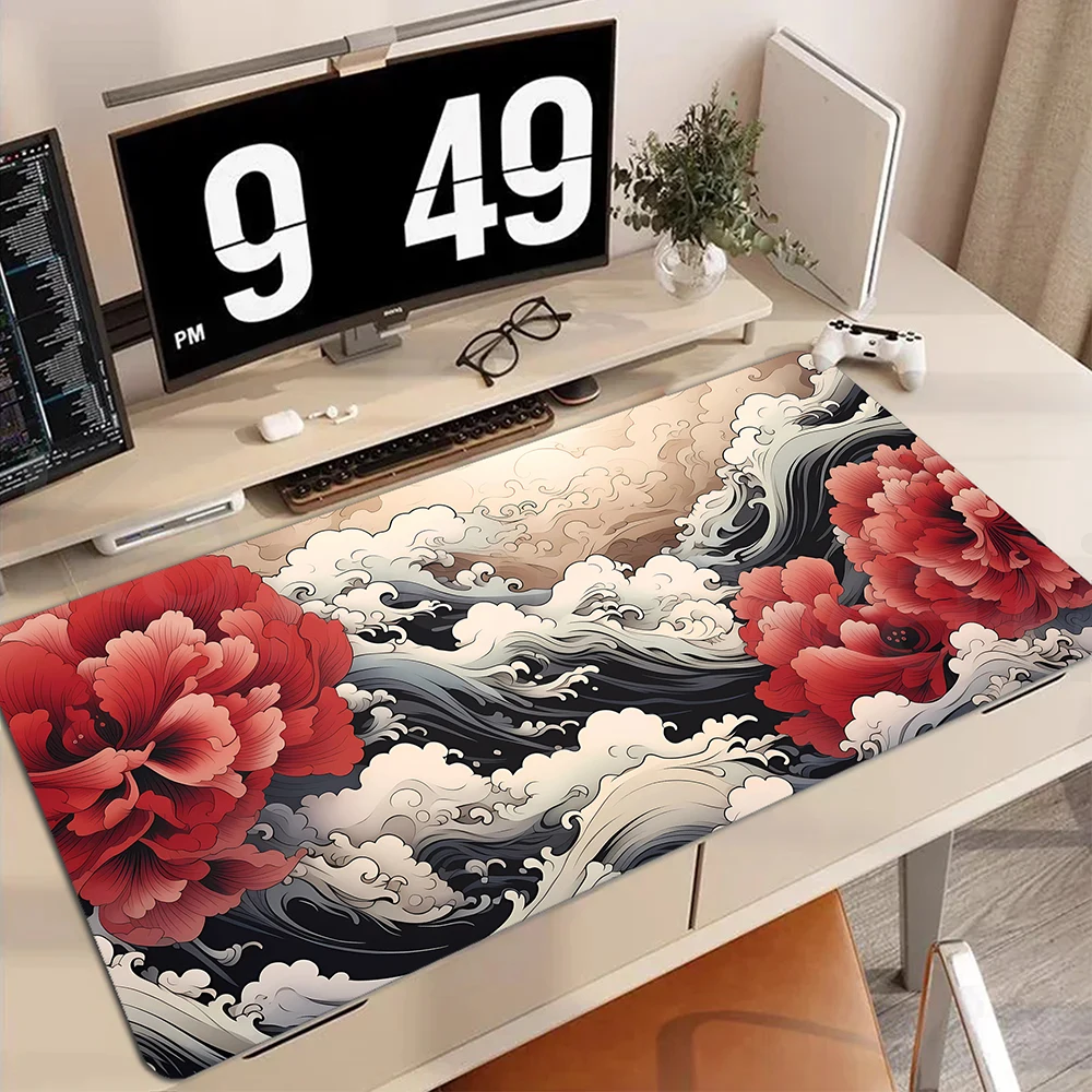 

Large Gaming Mousepad Art Mouse Pad Japan The Great Wave off Gamer Keyboard Mouse Mats Office Computer Laptop Desk Mat 90x40cm