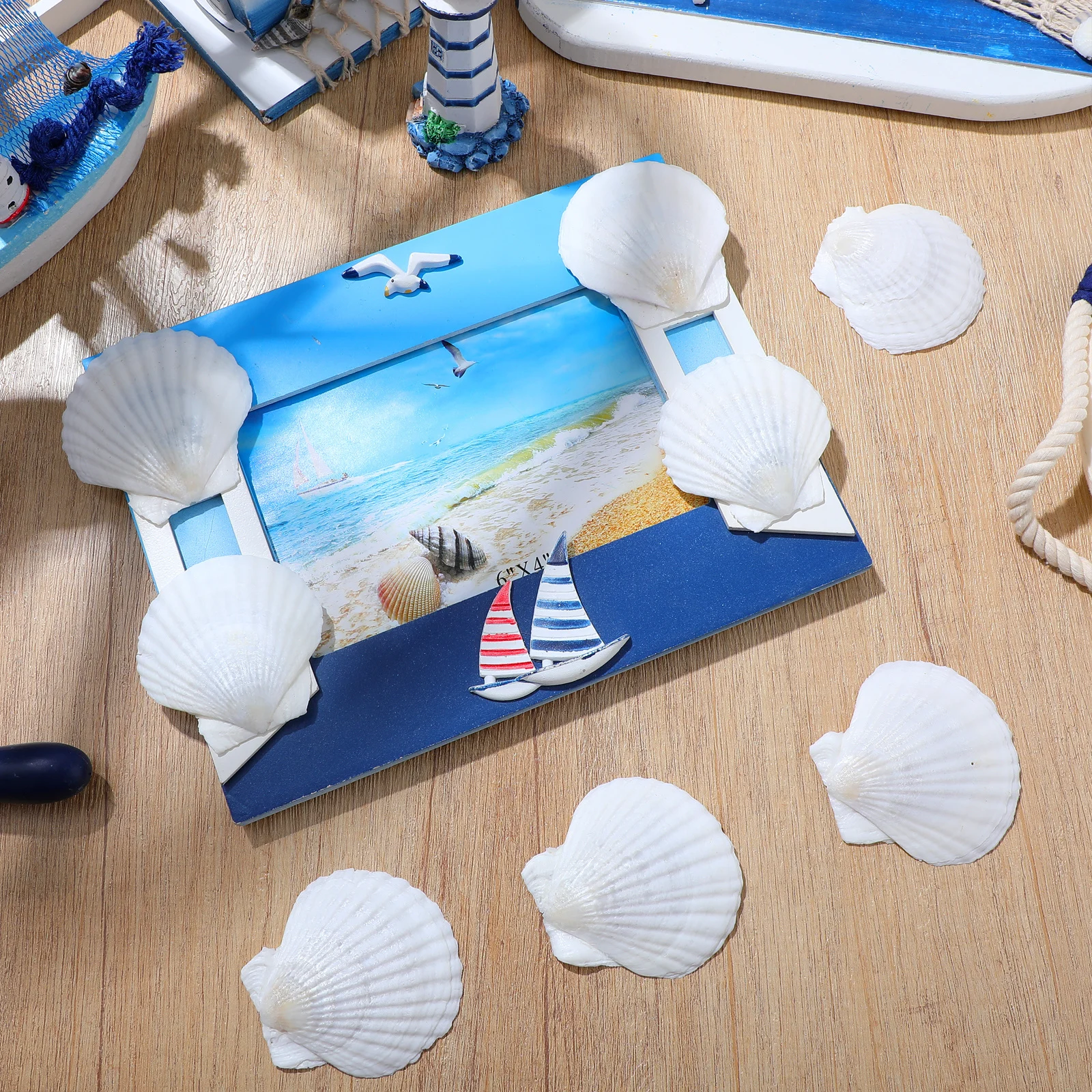 

40Pcs Natural Scallop Shells for Crafts Ocean Decor Fish Tank Landscaping Beach Party Desktop Ornaments Aquarium