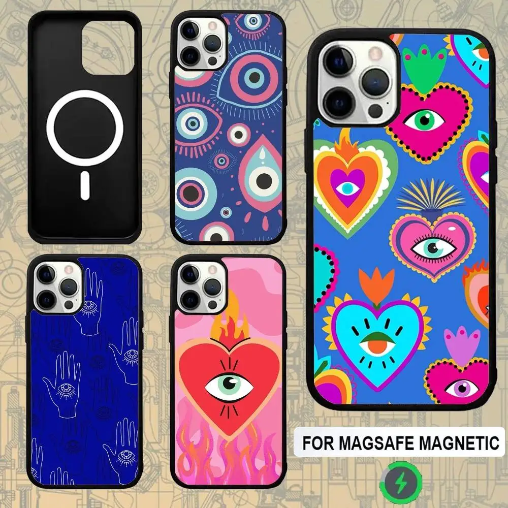 

Turkish Lucky Blue Evil Eye Phone Case For IPhone 16e,16,15,Pro,Max,14,Plus,13,12,11 Magesafe Magnetic Wireless Charge Cover