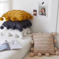 Solid Cushion Cover Floral Tassels Square Pillow case White Yellow Grey Pillow Cover 45x45cm Home Decoration Sofa 18
