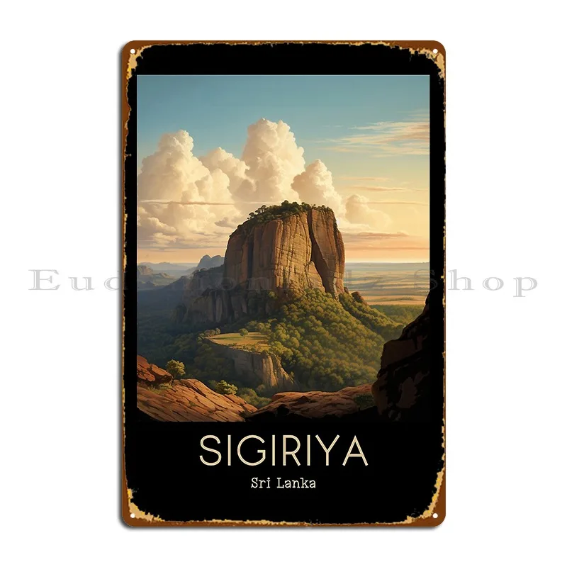 A Vintage Travel Illustration Of Sigiriya Sri Lanka Metal Sign Garage Decoration Pub Custom Garage Tin Sign Poster