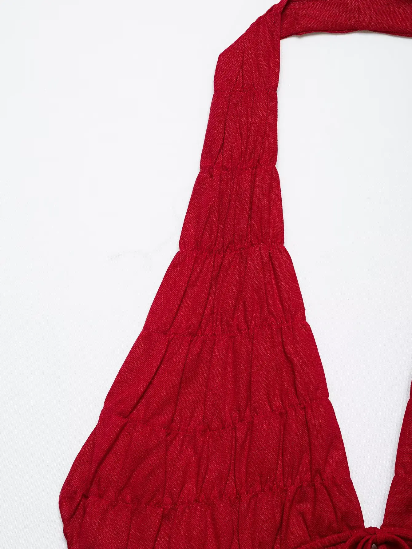 HH Elegantes Damen-Set in Rot, 2-teilig, mit Neckholder-Crop-Top und Stufenrock, Sommer-Outfit für Hochzeitsgäste und Urlaub – Detail 7