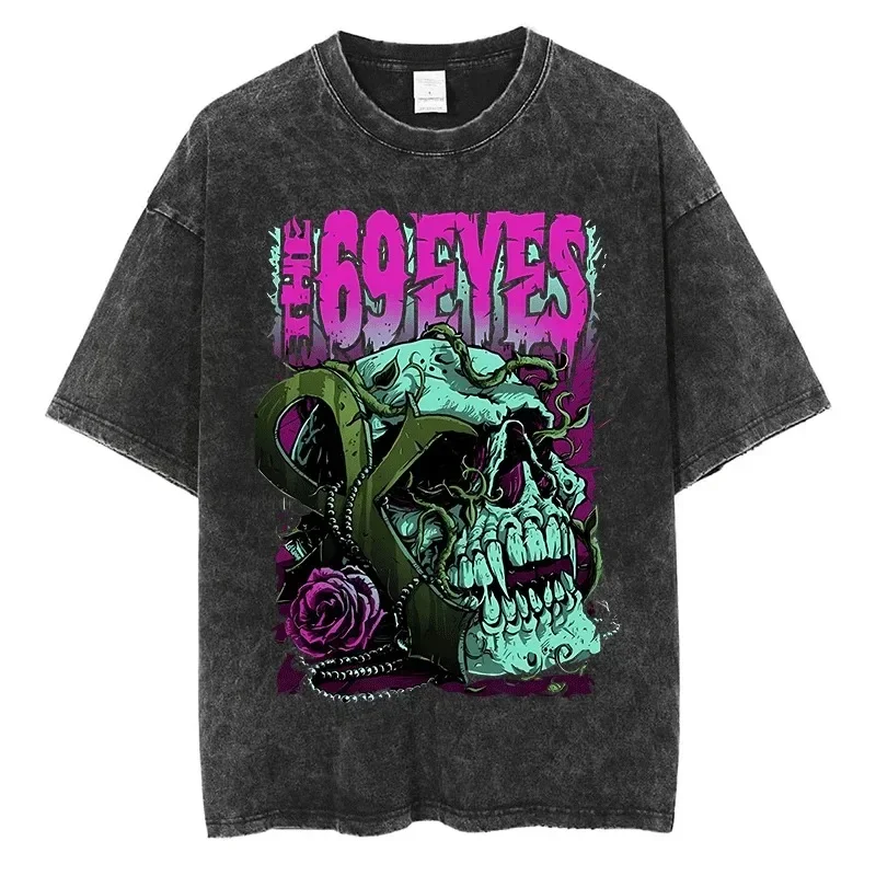 

THE 69 EYES Gothic Skull Graphic Print T Shirt Y2k Fashion Hip Hop Men Women Streetwear Cotton Vintage Oversized Black Tees