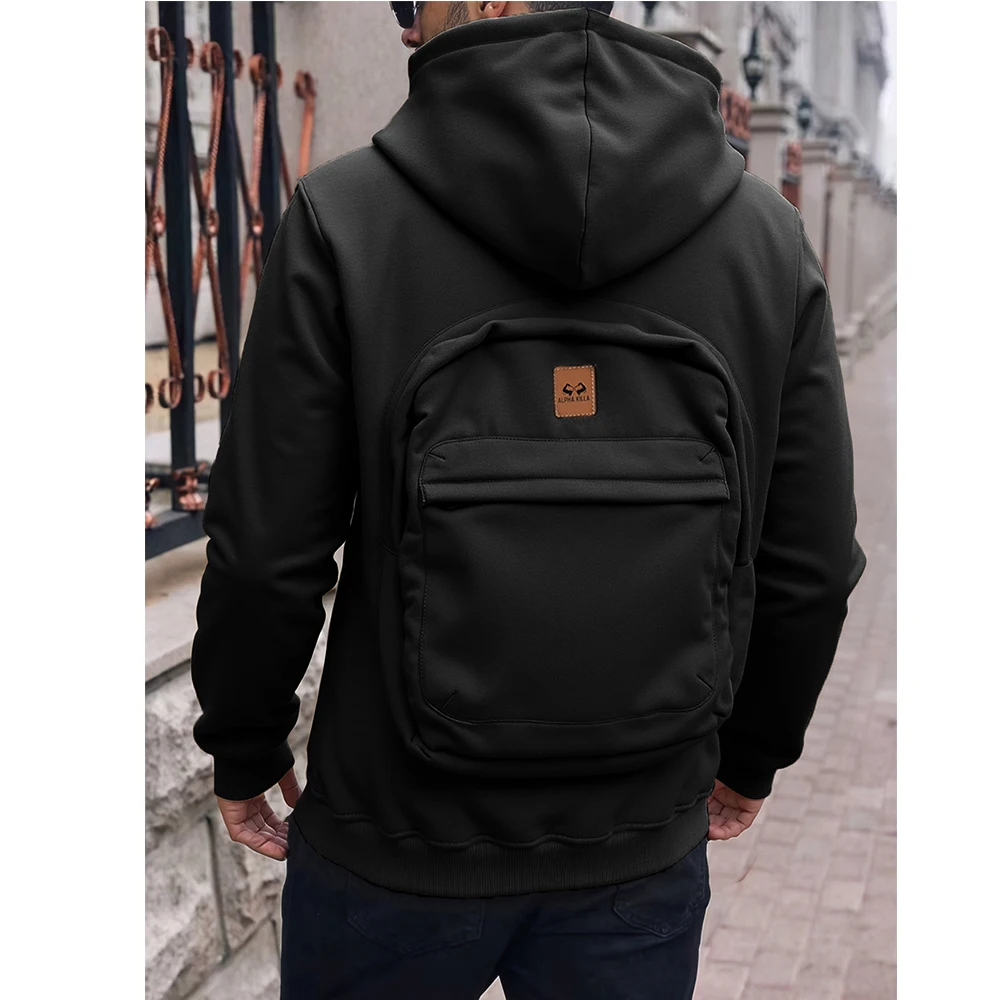 Polarshe Maßgeschneiderter Hoodie Neues Kapuzen-Sweatshirt Rucksack-Design Tasche auf der Rückseite Minimalistisches Top für Herren Streetwear Lose Jacke