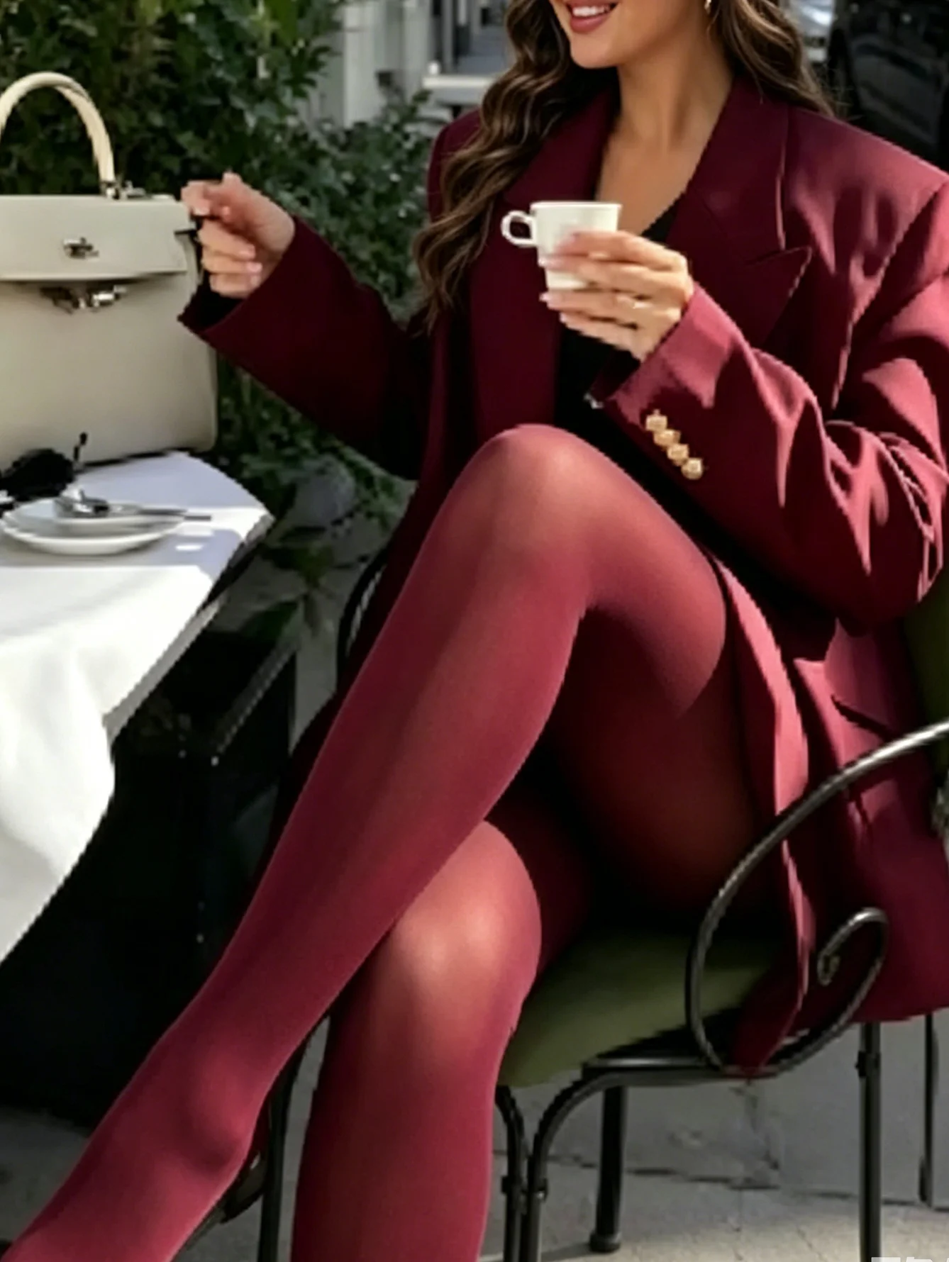 Trendige neue burgunderrote Strumpfhosen für Damen, superelastische, blickdichte Strumpfhose, Herbst, sexy, schlank, elegant, weinrote Strümpfe für den Winter