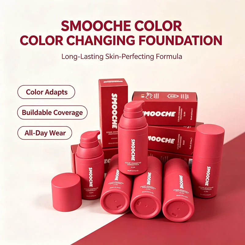 SMOOCHE Color Changing Liquid Foundation Lightweight Self Adjusting Skin Tone Match Natural Moisturizing Waterproof Cosmetics
