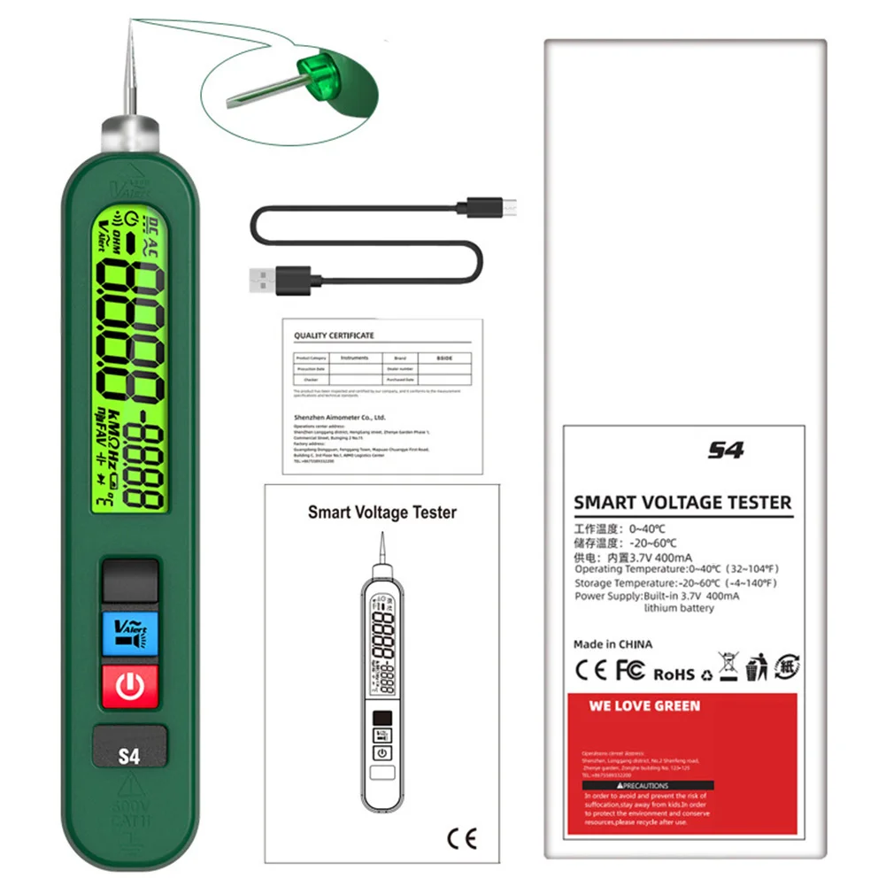 1set Test Pen S4 Non-Contact Induction Tester AC Voltage Test Induction Pen Rechargeable Power Tools Accessories