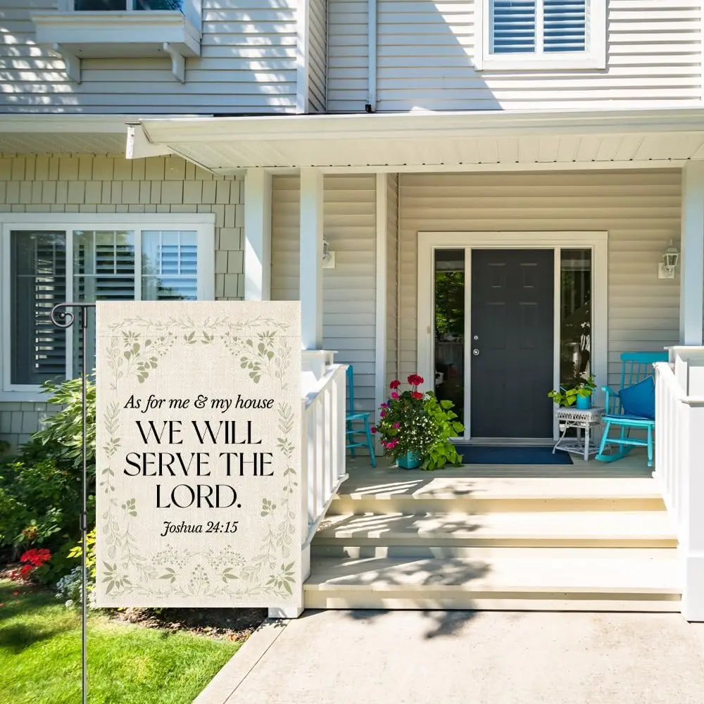 Perfectinsoy As For Me And My House We Will Serve The Lord Bible Verse Garden Flag for Indoors Outdoors, Religious Scripture WWP