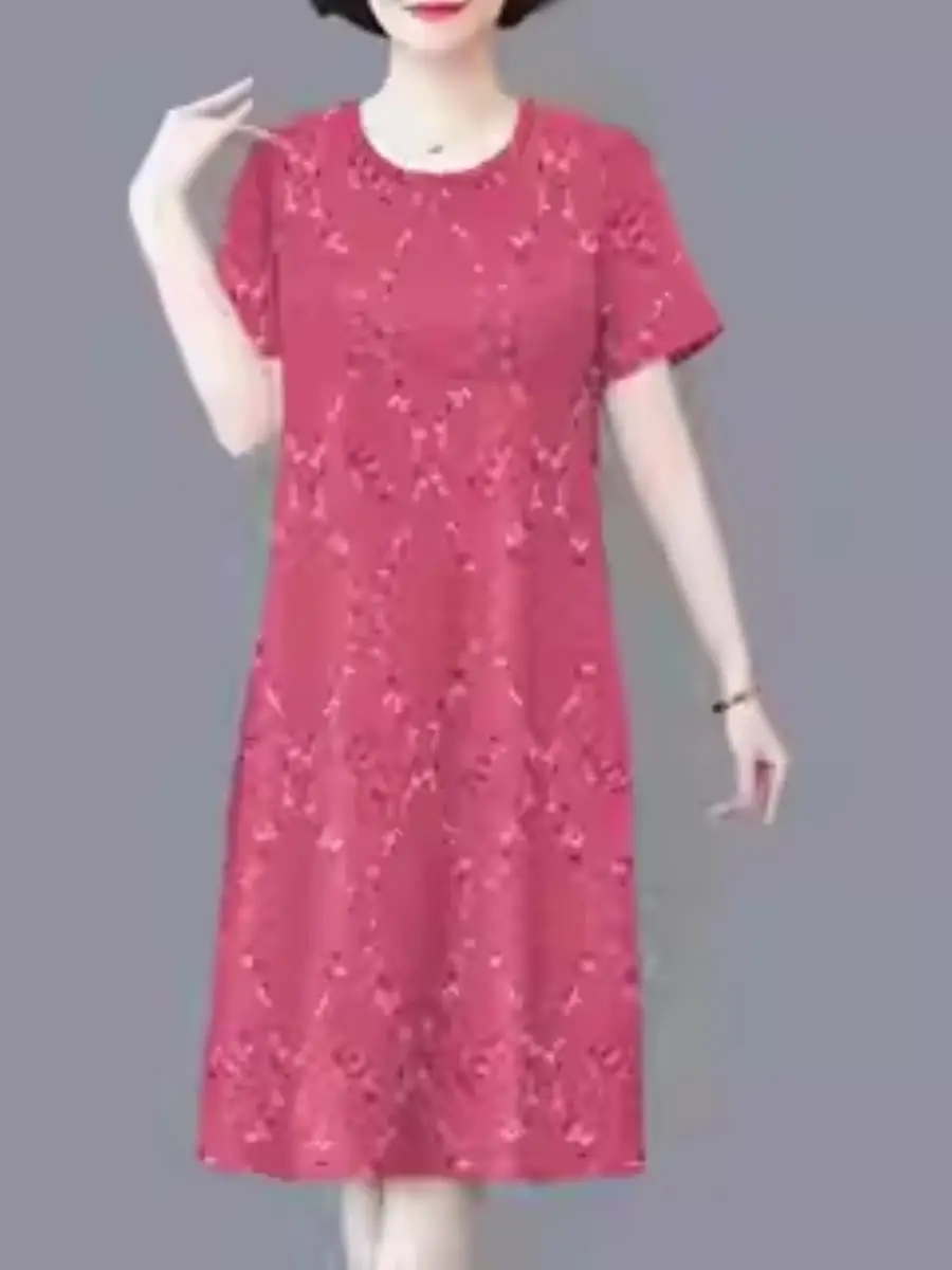 Casual Ice Silk ort Sve Dr dla mam w średnim wieku Luźne, wyszczuplające letnie nowości w modnym stylu z nadrukiem Odzież damska Akcesoria