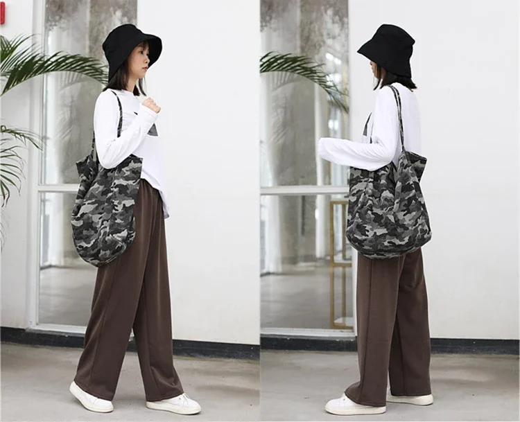 Big Size Camouflage Color Tote Bag Women Over Large Capacity Fabric Handbag for Daily Shopping 2024 Teenager Ghillie Slouch Bag