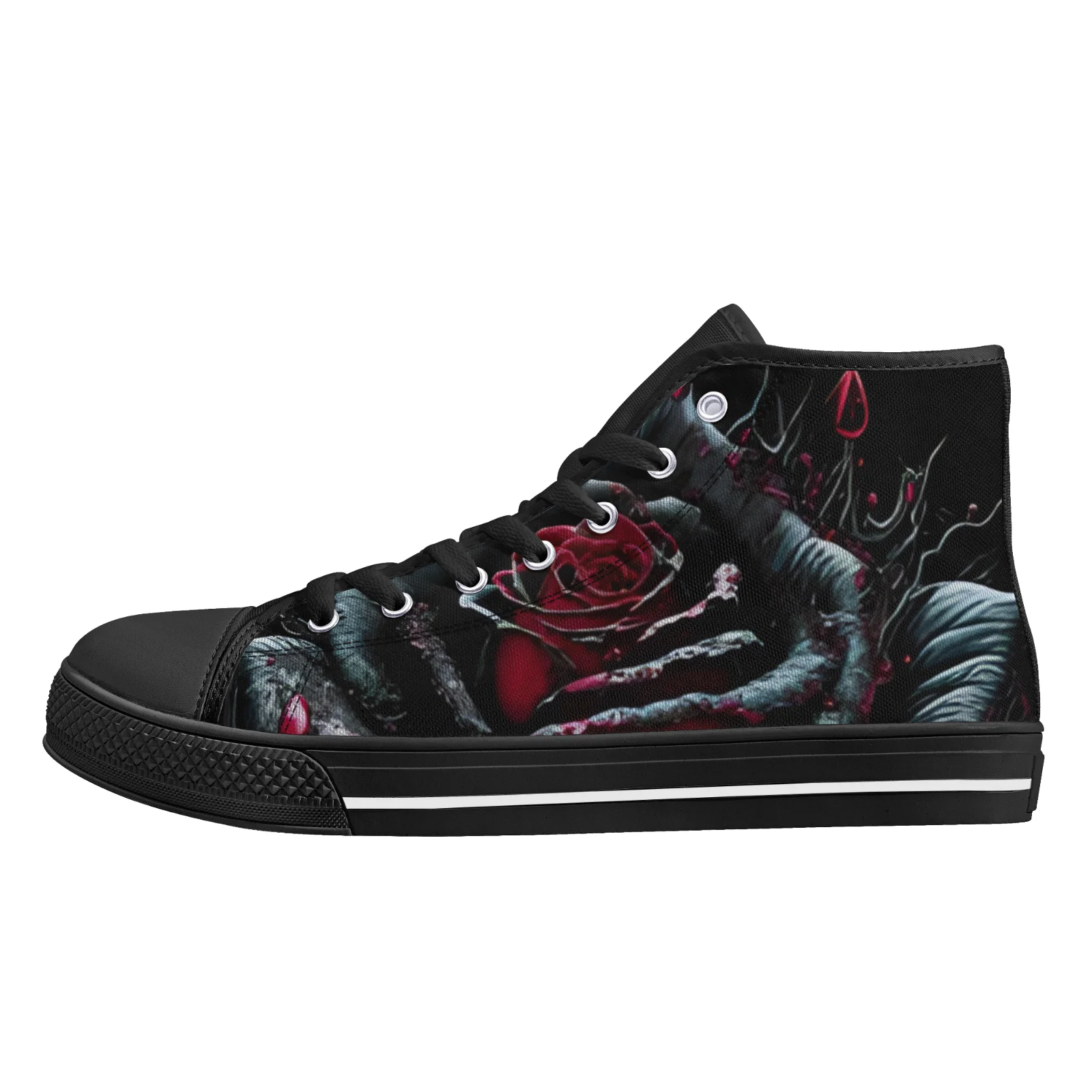Custom Shoes Gothic Skull Prints Classic High Top Canvas Shoes for Men Women Vulcanized Shoes Flats Sneakers   Footwears