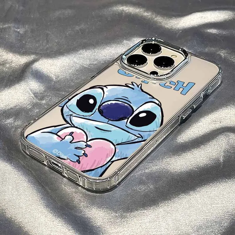 Disney Stitch Transparent Phone Case For Apple iPhone 17 AIR 16E 15 14 13 12 11 Pro Max Plus Cover Funda Silicone Soft Capa view 5