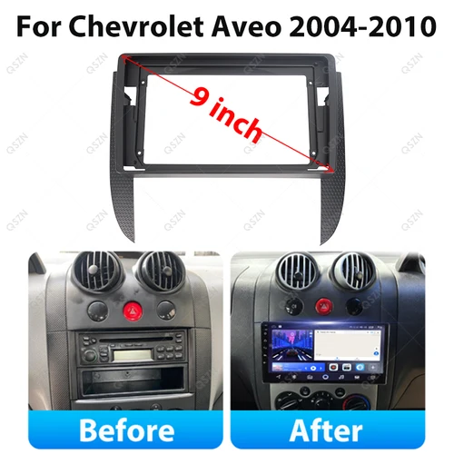 Imagen 2 del producto Panel de marco de CD y DVD para coche, adaptador de montaje de Audio para reproductor de Radio, Kits de molduras de tablero, Panel Facia de 9 pulgadas para Chevrolet Aveo 2004 - 2010, 2 Din