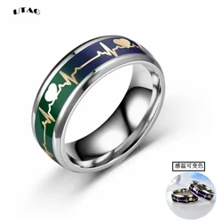 UTAG Mood Rings For Women Changing Color Heartbeat Ring Men Emotion Feeling Ring Mood Temperature Couple Ring