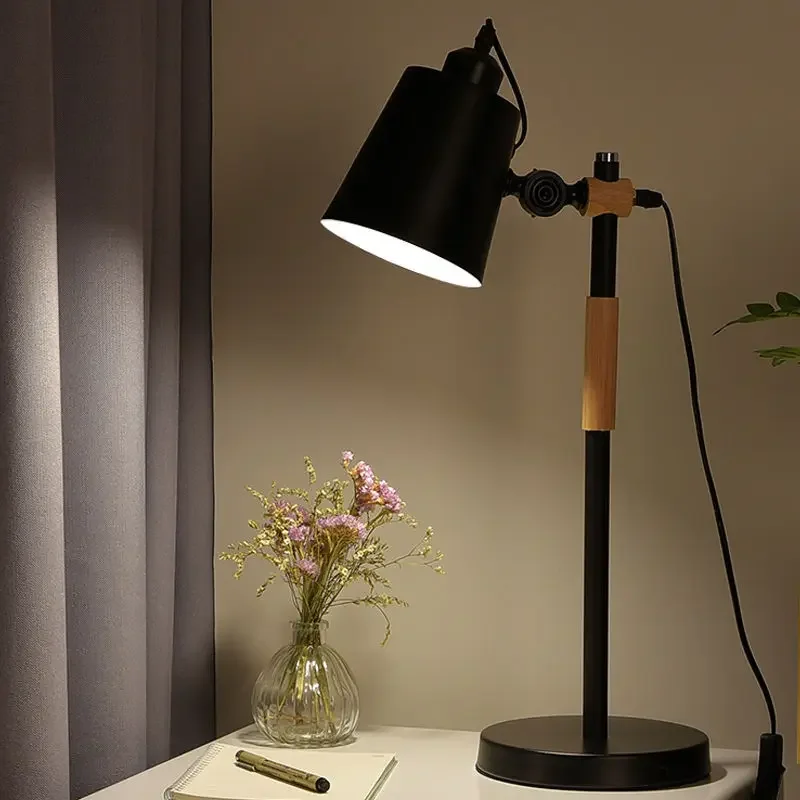 Luci da tavolo moderne nero bianco per lampade da scrivania regolabili per bambini studio sul comodino della camera da letto arredamento di