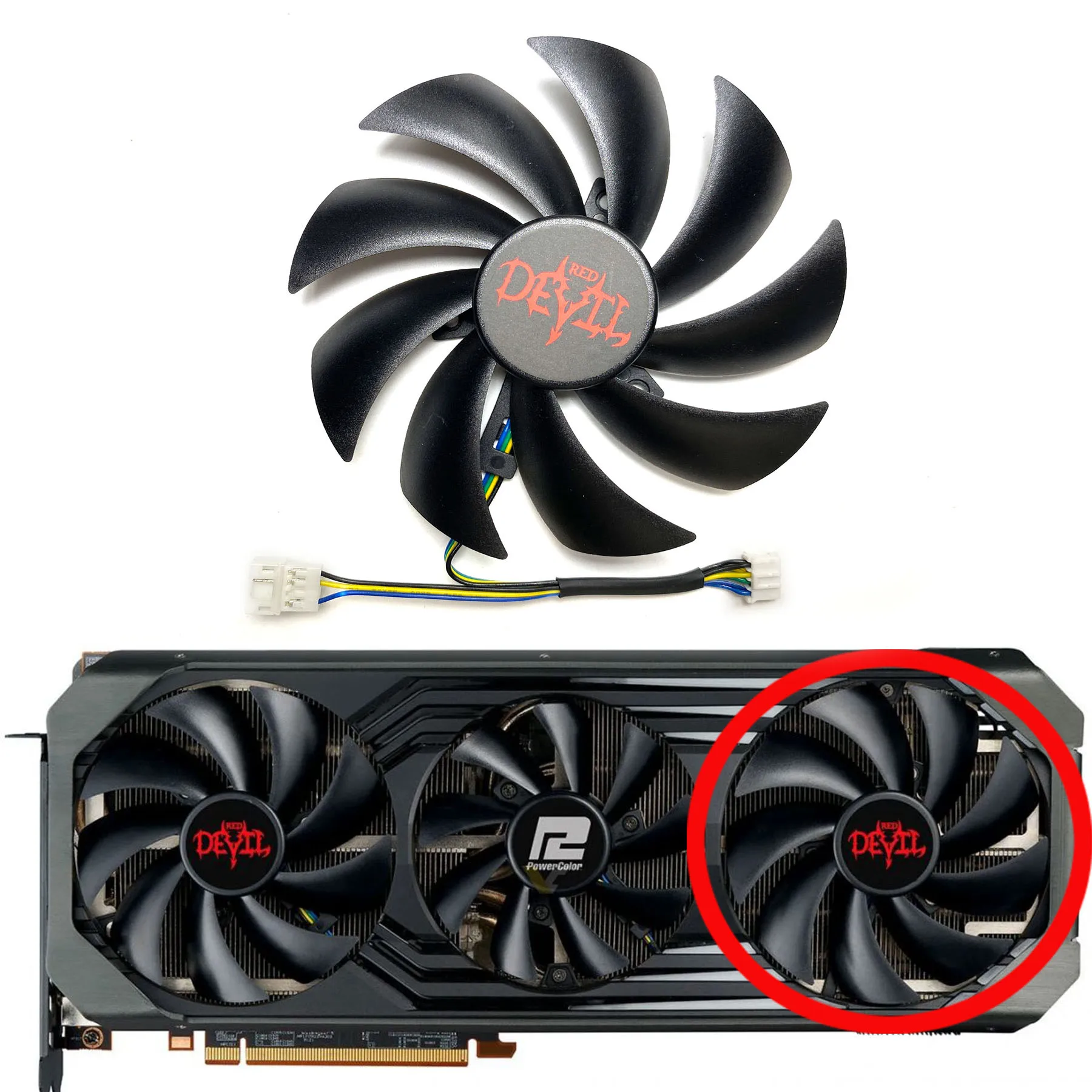 3x 9-inch Red Devil GPU Fan for RX6700XT 6800XT 6900XT