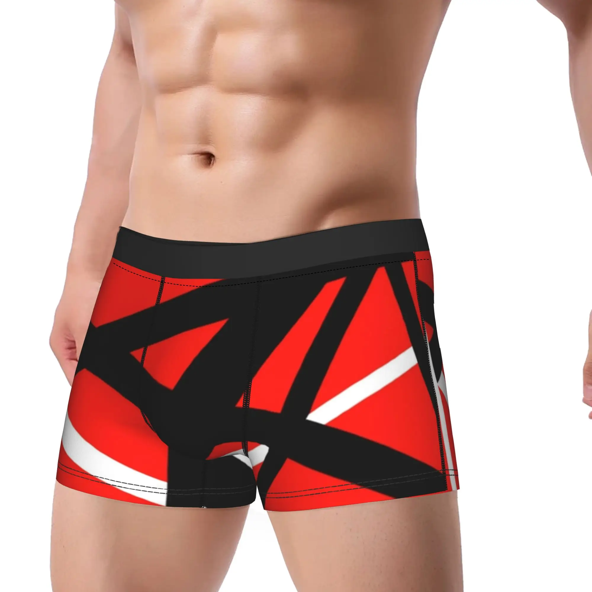 Red Strip Van Halen Underwear  Males Panties Pattern Comfortable Boxershorts Trenky Shorts Briefs Plus Size 2XL