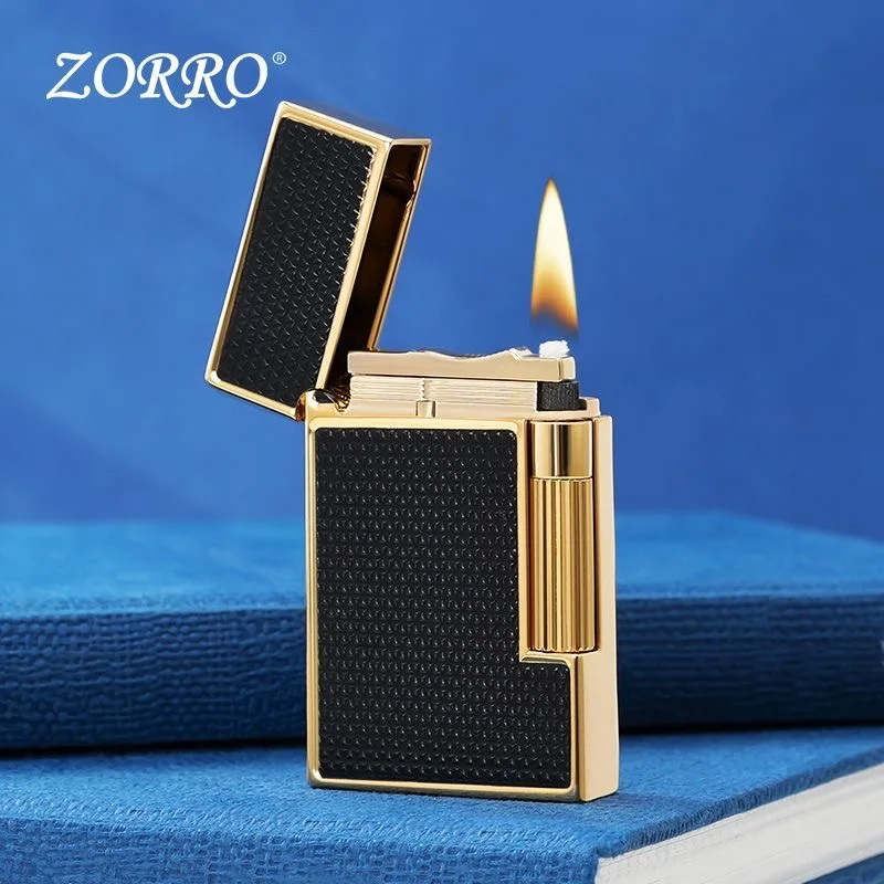 2025 ZORRO Brass Side Pulley Ignited Kerosine Lighter Integrated Oil Tank High end Collection Fuel Oil Lighters Smoking Gadgets