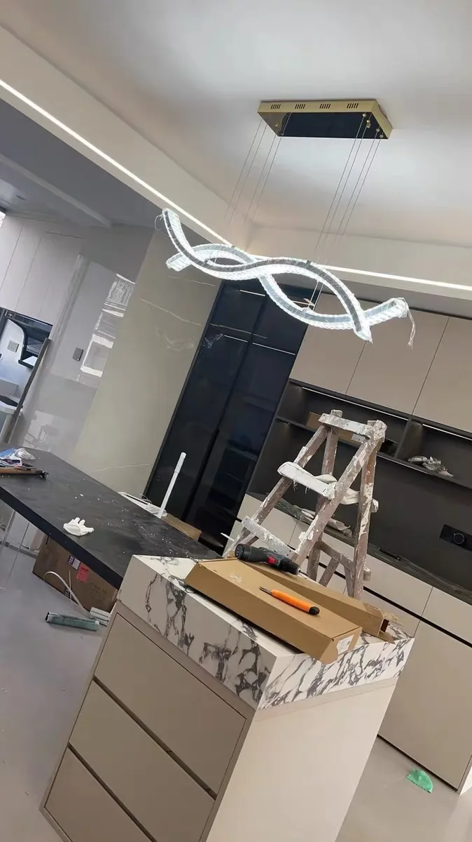 Luxury Modern Ceiling Chandelier Golden Living Room Dining Room Crystal Pendant Lighs Interior