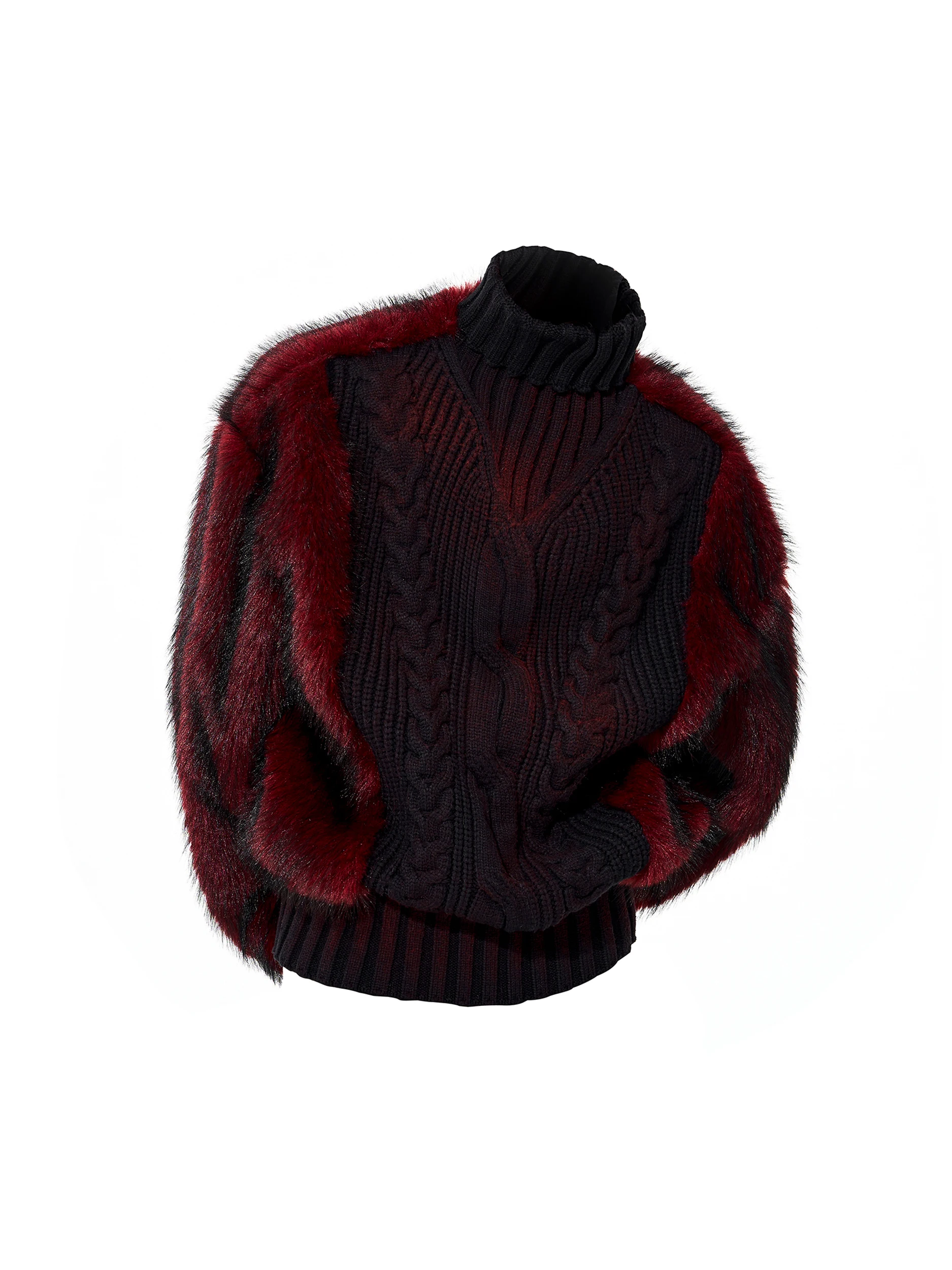 الرجال 2025 شتاء جديد دافئ سميكة الصوف مبطن محبوك البلوزات الرجال ضوء الفاخرة ليوبارد طباعة الفراء الربط عالية الرقبة سترة #4