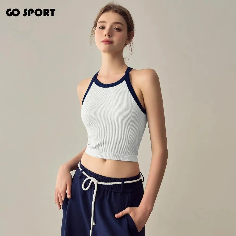 

Спортивная майка с высоким вырезом, дышащее удобное спортивное нижнее белье, мягкая с подушкой на груди, майка с фиксированной чашкой для йоги