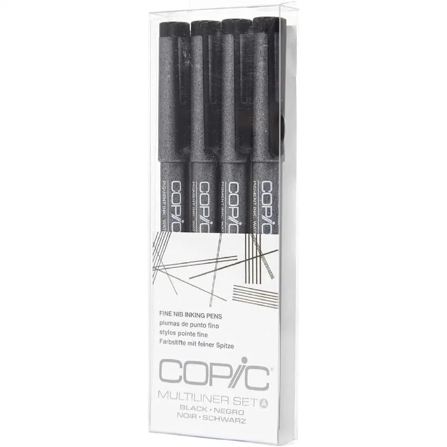 

Pigment Based Ink Multiliner Pens Fine Tip Drawing Set 4-Piece For Artists Illustration