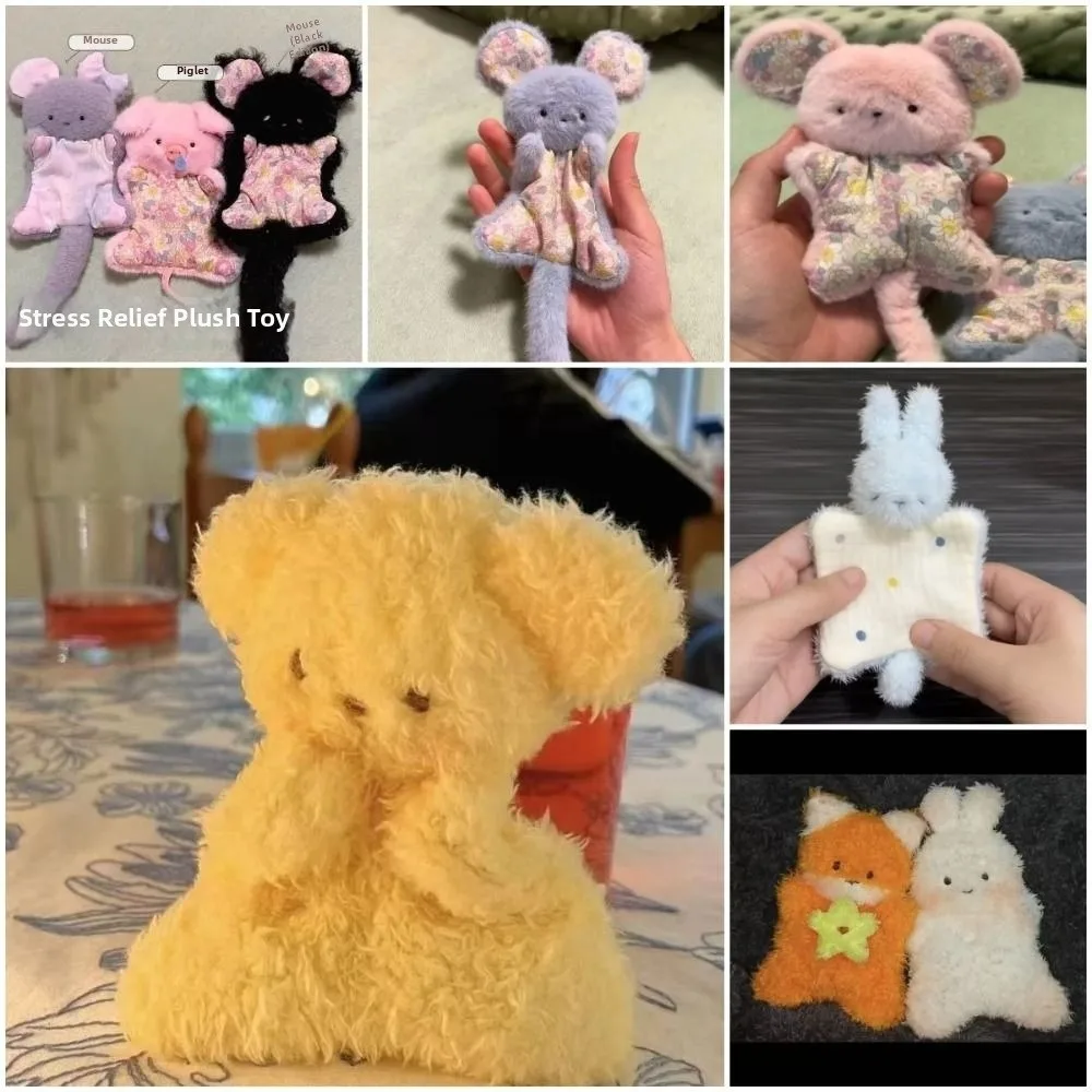 Comfort Soft Hand Puppet Doll Plush Stress Relief Cartoon Animal Doll Toy Mouse Rabbit Puppy Design Sensory Toy