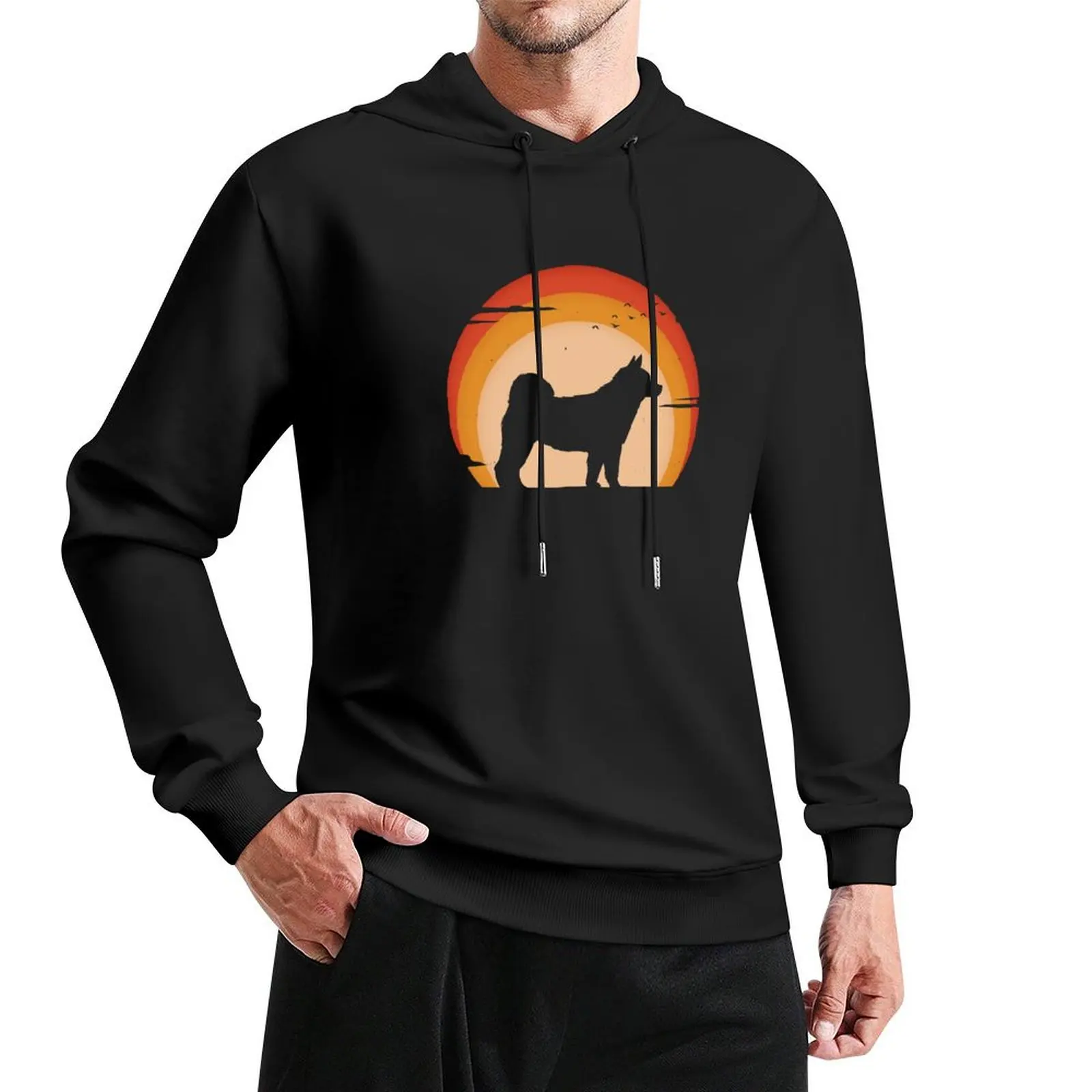 Vintage Shiba Inu Sunset Pullover Hoodie clothes for men korean style clothes mens hoodies