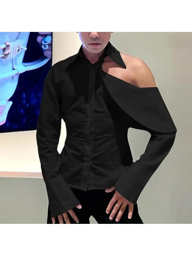 

Сексуальный мужской топ с длинными светями и кружевными песочками для банкета, повседневный модный топ свободного покроя M