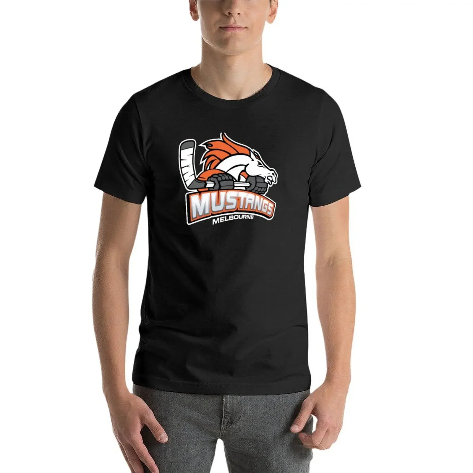 Camiseta clásica con Logo blanco para hombre, camisa con estampado de figuras de anime, Mustangs de Sidney