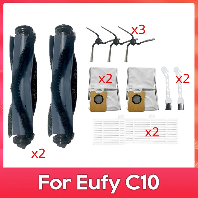 ل Eufy جهاز آلي لتنظيف الأتربة C10 الملحقات الفرشاة الرئيسية ، فرشاة جانبية تصفية كيس لجميع الغبار استبدال أجزاء فرشاة