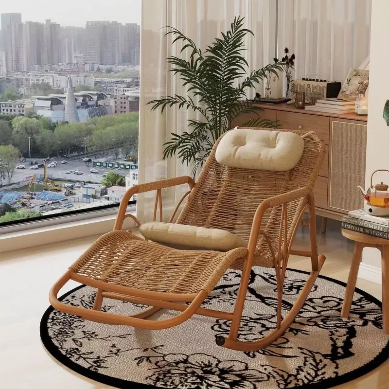 Modern luxury living room rattan rocking chair recliner leisure sofa single lazy recliner leisure terrace comfortable outdoor