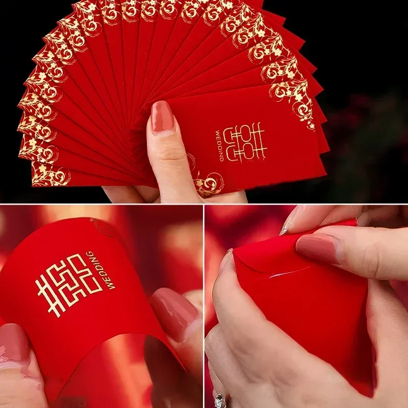 50pcs/bag Mini Red Envelopes Kawaii Wedding Party Invitations Cards Cover Gift Packaging Bag Cash Envelopes Lucky Hongbao Bag