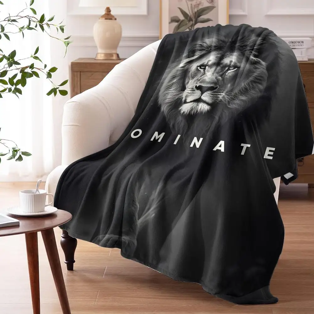 Panther Lion Motivational Throw Soft Flannel Throw Summer AC Blanket Lightweight Cool Nap Blanket for Sofa Bed Couch Travel