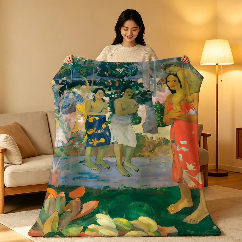 Artist Classic P-Paul Gauguin Throw Soft Warm Flannel Blanket Lightweight for Sofa Bed Couch Travel Adults