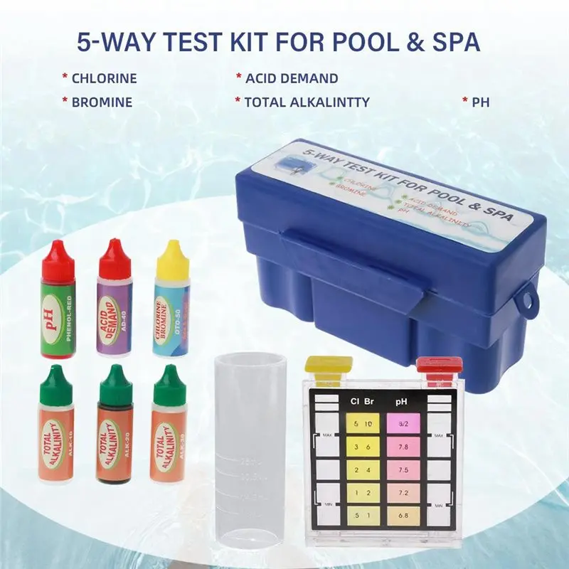 ABMO 5 In 1 Swimming Pool Water Quality Test Kit For Chlorine PH