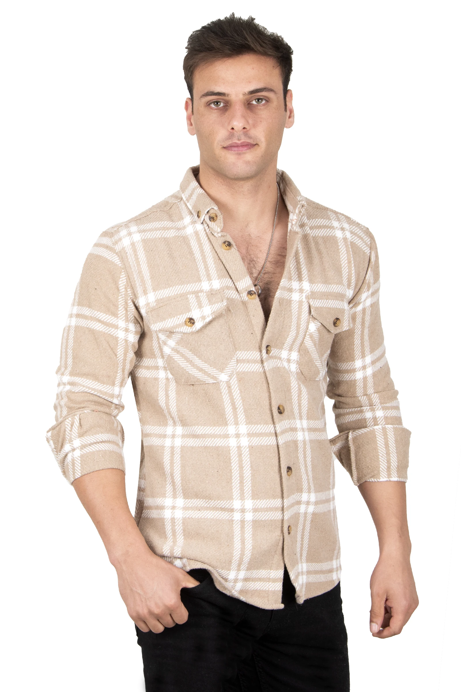 DeepSEA Patterned Buttoned Double Pocket Lid Lumberjack Shirt 2302306