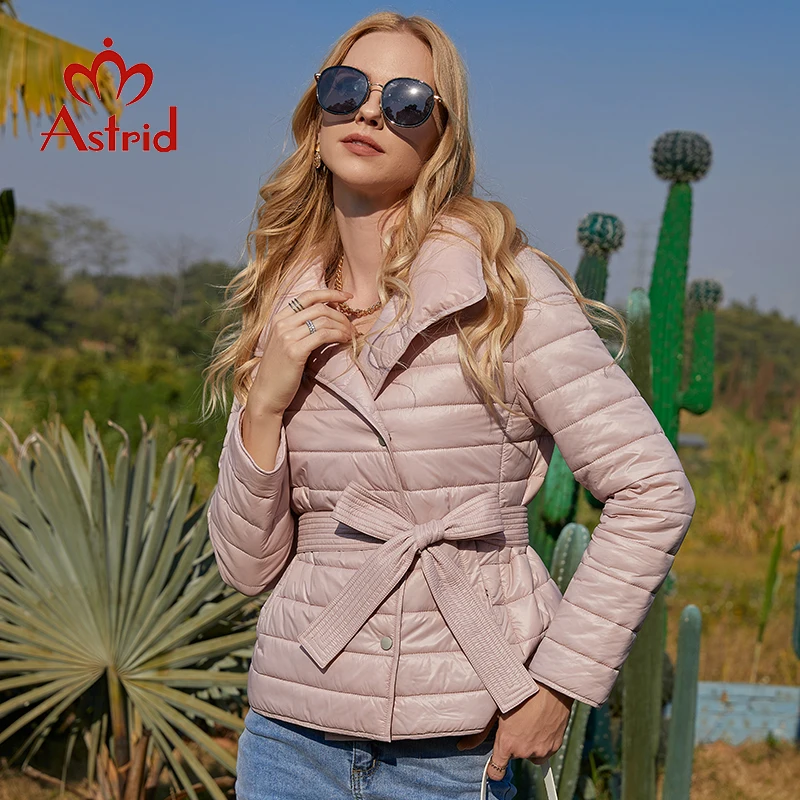 Astrid 2022 Spring Women Parkas Fashion Padded Coats Women Elegant Buttons Belt Turn Down Collar Jackets Female Ladies ZM-28T89