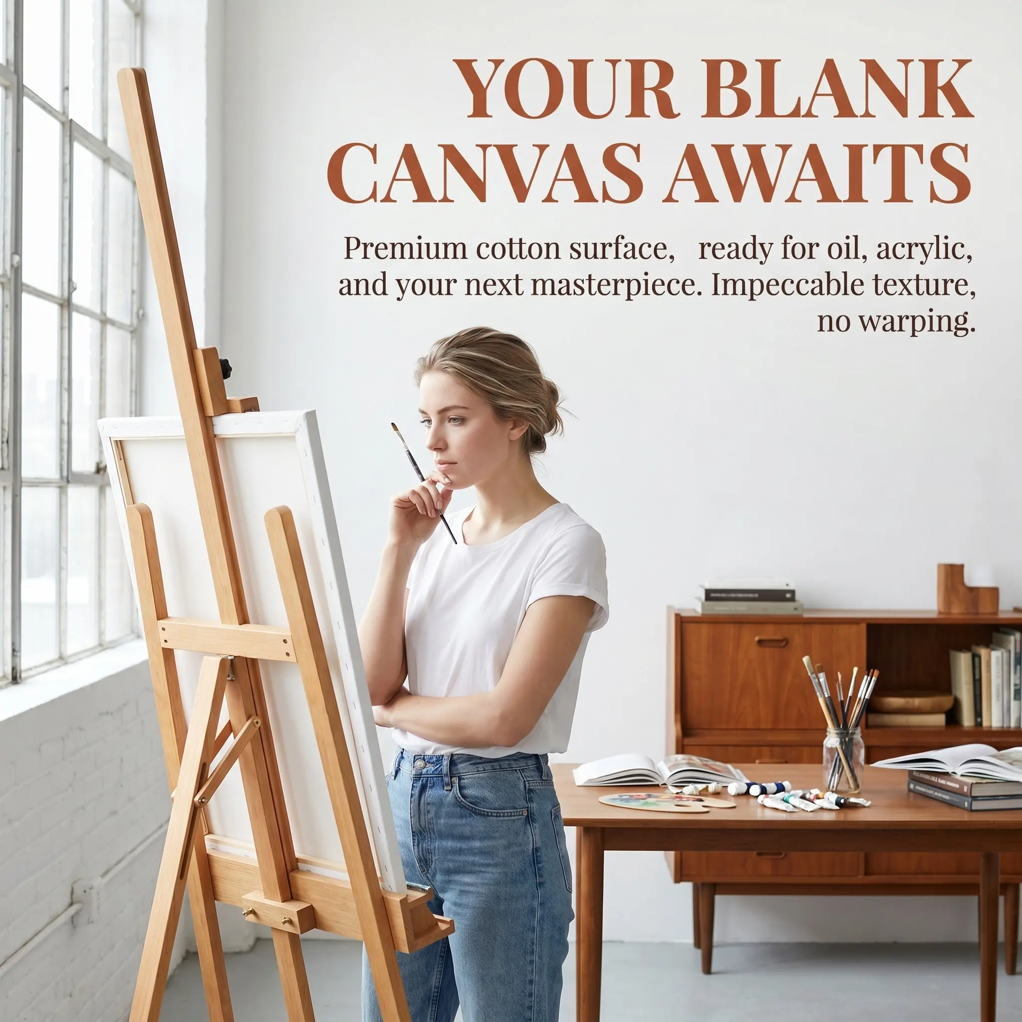 2Pcs Cotton Oil Painting Boards Professional Drawing Canvas Panels Multi-Function Art Painting Sketchpads for Beginners Artists