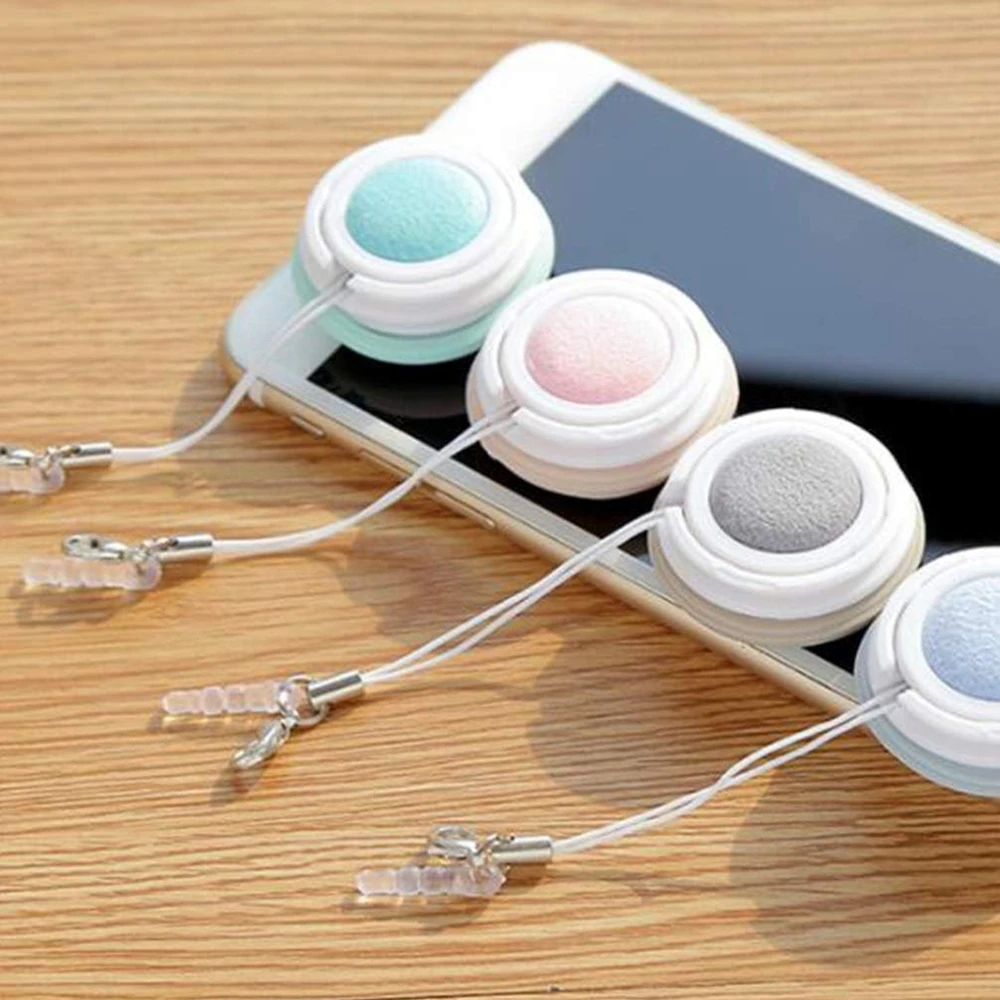 4PCS Macaron Phone Screen Cleaner Key Pendant Candy Color Cleaning Cloth Camera Glasses Lens Wipes with Keychain Decorative Gift