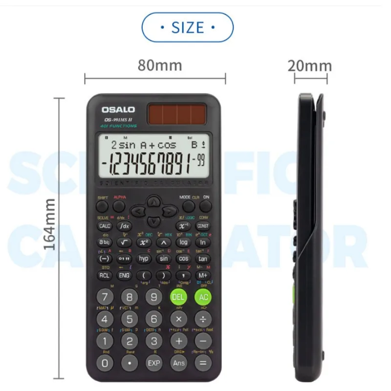 OS-991MS II ABS آلة حاسبة علمية للطاقة الشمسية 417 وظيفة أنواع الآلات الحاسبة الطلابية متعددة الوظائف