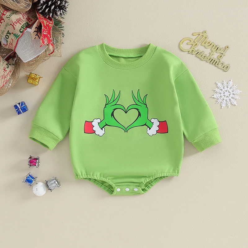 2023-09-05 Lioraitiin 3-18M Newborn Baby Girl Boy Christmas Outfit Sweatshirt Oversized Bubble Romper Sweater Clothes