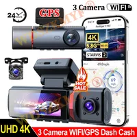 4K WIFI GPS Car Dash Cam Video Recorder 1080P 3 Lens Car DVR 24H Parking Monitor Rear View Cameras Black Box Car accessories