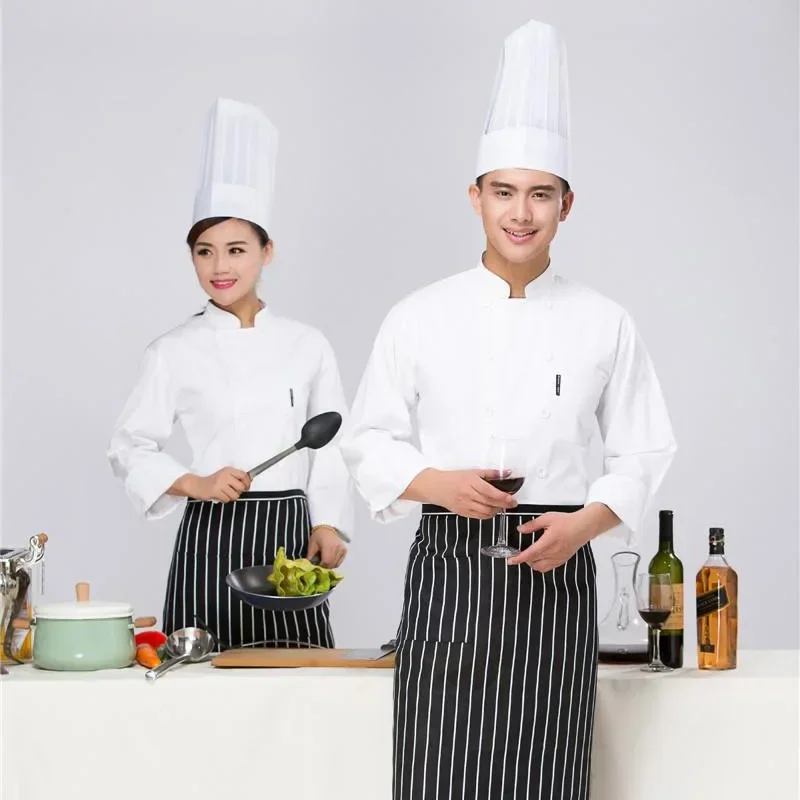 Simple Solid Color Double Row Chef Work Clothes Restaurant Chef Clothes Chinese and Western Restaurant Chef Work Clothes Set
