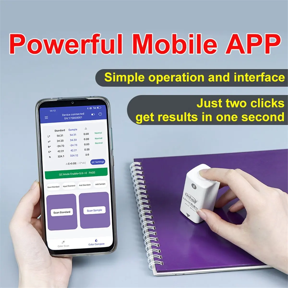 Pocket Colorimeter Digital PantoneC/TPG Color Reader Bluetooth CIE LAB RGB Color Meter LS170