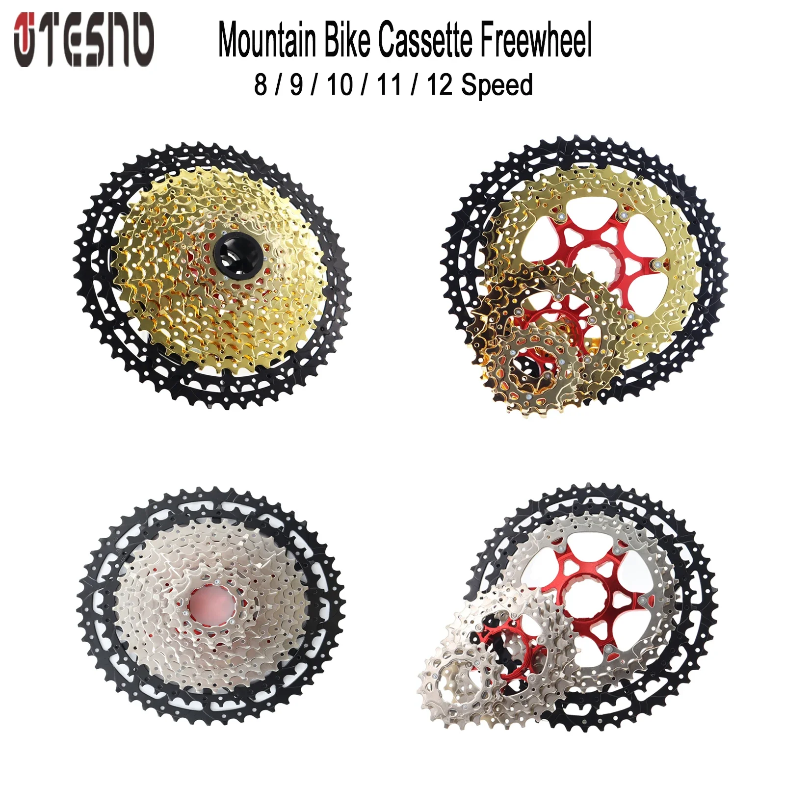 

TESNO MTB Road Bicycle Bike Part Cassette Freewheel 8S9/10/11/12 Speed 11-28-40-42-50-52T For HG Hub Structure Sprocket Flywheel