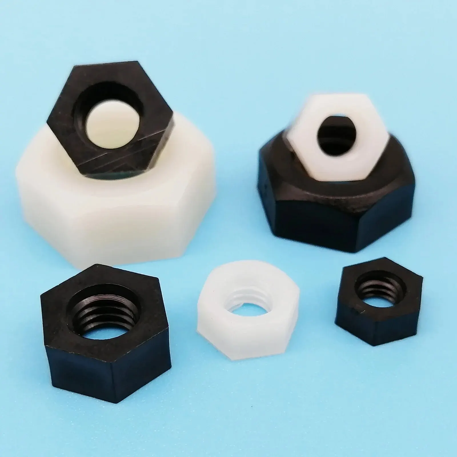 20/50pcs Brand New Nylon Plastic Insulation Hex Hexagon Nut M3 M4 M5 M6 M8 Black White Metric Threaded For Bolt Screw