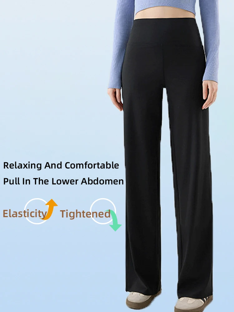 Women Wide Waist Straight Wide Leg Yoga Pants High Waist Slimming Breathable Comfortable Fitness Workout Outdoor Sports Pants