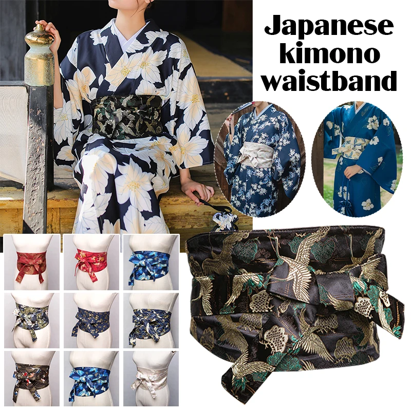 Ceinture Obi de Style Japonais, Papillon Imprimé Floral, Haori, Kimono Rétro, Décor Hanfu, Accessoires d'Entrée