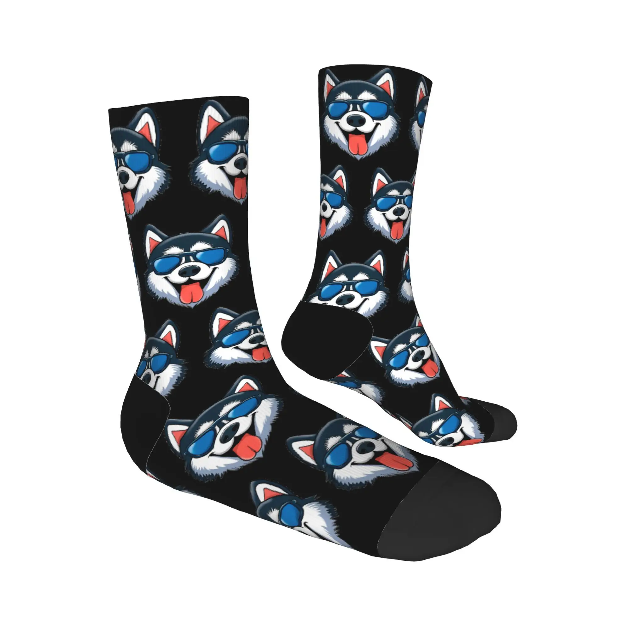 Männer Frauen Spaß Cartoon Merch Socken Husky Rocking Sunnies Rutschfeste Socken Super weich für den täglichen Gebrauch